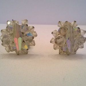 Vintage 60s Aurora Borealis Crystal Earrings